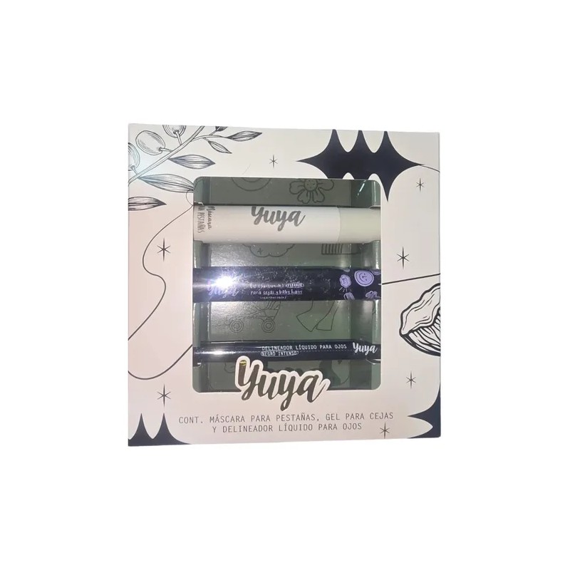 Set Yuya Mascara De Pestañas Negro, Gel Cejas, Delineador Li