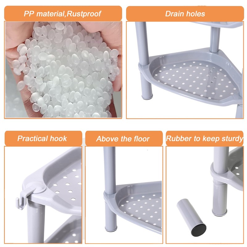 SLZBCY 3 Tier Shower Caddy Corner,Plastic Shower Shelf Organizer for