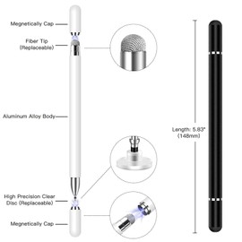 Stylus Touch Screen Pen Fiber Tip Compatible with Lenovo Tab P11 Pro (2020,2022)/P11 Plus (2021)/Yoga Tab 11 (2021), Aluminum Lightweight White