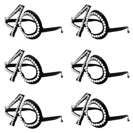 Ocean Line 40th Birthday Glasses - Number Crystal Frame, Party Favors, Wedding, Funny Costume Sunglasses, Novelty Eyewear Celebration Decoration for Kids and Adults 6 Pack (40)