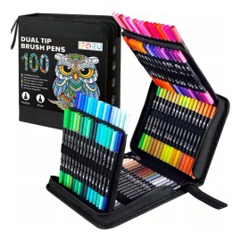 Plumones Doble Punta Iforu 100 Colores Tinta A Base De Agua                                                                                           