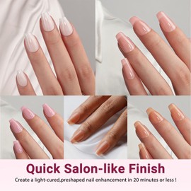 KQueenest Gel X Nail Tips Short Coffin Press on Nails, 5 Natural Colors Soft Gel Nail Tips, Pre Shaped Gel X Tips, Short Ballerina Gel X Nails Press ons, Soak Off Acrylic Fake Nails Extensions 300Pcs