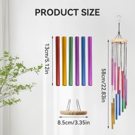 Wind Chimes for Garden, Colorful Wind Chimes with 12 Aluminum Tubes, Garden Hanging Ornament for Patio, Balcony & Yard Decoration, Outdoor Indoor Hanging Decor