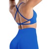 Jetjoy Seamless Sports Bra for Women Workout Criss Cross Back Backless Tops Padded Open Back Strappy Gym Bra Yoga Top Blue