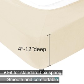 Double Bed Box Spring Cover Jersey Knit and Stretchy 4 Sides Bed Skirt for Hotel and Home Twin/Twin XL Beige