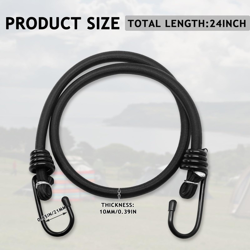 Murtenze 4Pack 32inch Black Bungee Cord with Hooks, Heavy Duty