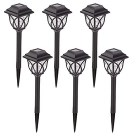 LAUREL CANYON 6 Pack Garden Solar Path Lights, Outdoor Solar Walkway Lights with LED Light Bulbs for Garden, Lawn, Pathway, Yard, Driveway Black