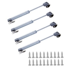 100N/22.5 lb Gas Strut Cabinet Hinge Safety Lift Support, Gas Shock and Soft Opening and Cushioning Telescopic Cabinet Door Rubber Head Gas Spring Support 6" Length, 4 Set , Siver