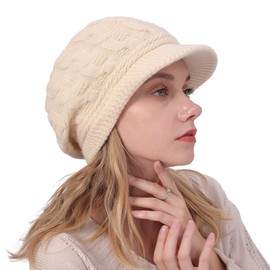Rayson Women's Winter Knitted Hat for Women Elegant Beret Hat Soft and Breathable Suitable for Keeping Warm in Winter Sun Protection Outdoor, beige
