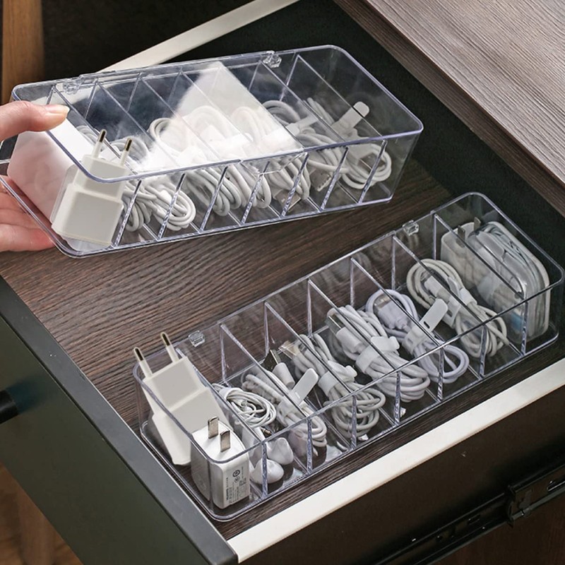 Operitacx Plastic Cable Management Box with Compartments Durable Organizer for