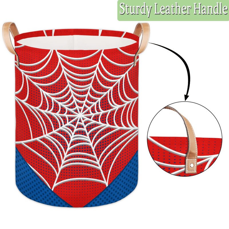 Large Laundry Basket Hamper - Red Spiderweb 62L Collapsible Storage