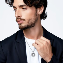 Thanches Put On the Whole Armor of God Necklace for Men Women, 925 Sterling Silver Knight Armor Medals Christian Necklace Pendant Protection Jewelry Gifts (Men The Armor of God)