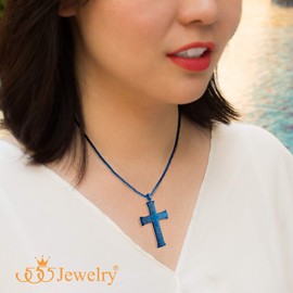 555Jewelry Inspirational Cross Necklace for Men Women Stainless Steel 16-24 Inch, Metal, No information