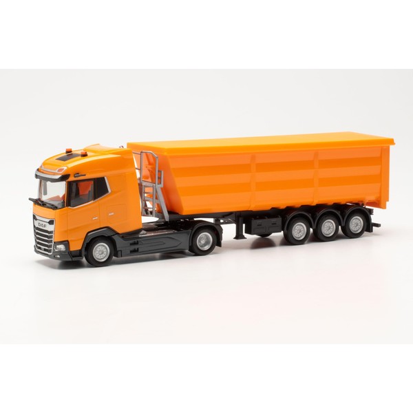 herpa DAF XG Truck Model Steel Round Dump Saddle Trail, Miniature Scale 1:87, Collectable, Made in Germany, Plastic