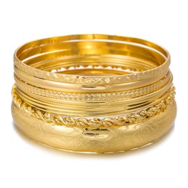 YBMYCM Gold Bangle Bracelets Set for Women, Indian Multi Layer Stackable Bracelet Chunky Bangle Bracelets as Women Jewelry Gift