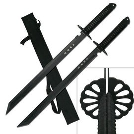 Snake Eye Tactical 28" Dual Sword Set Ninja Full Tang Machete w/ Carry Sheath