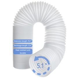 5.1 Inch Air Conditioner Exhaust Hose Anti-Clockwise Thread Portable AC Hose With 80" Length Universal AC Exhaust Hose Flexible AC Vent Hose for Lg Haier Dual Delonghi Whynter