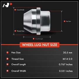 A-Premium 6 piezas M14-2.0 tuercas de rueda compatible con Ford F-150 2001-2014 F-150 Heritage 2004 Expedition Lincoln Navigator Mark LT delantera o trasera