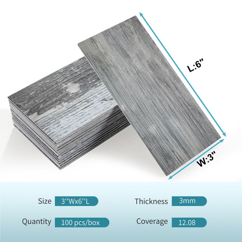 Vamos Tile 100-Piece Peel and Stick Backsplash Seamless Tile,3''x6'' Distressed