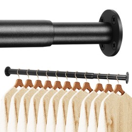 BaiNong Adjustable Closet Rods for Hanging Clothes 17 to 30 inch Black Heavy Duty clothes rod for closet, Laundry, Bathroom, RV Closet Organization and Storage