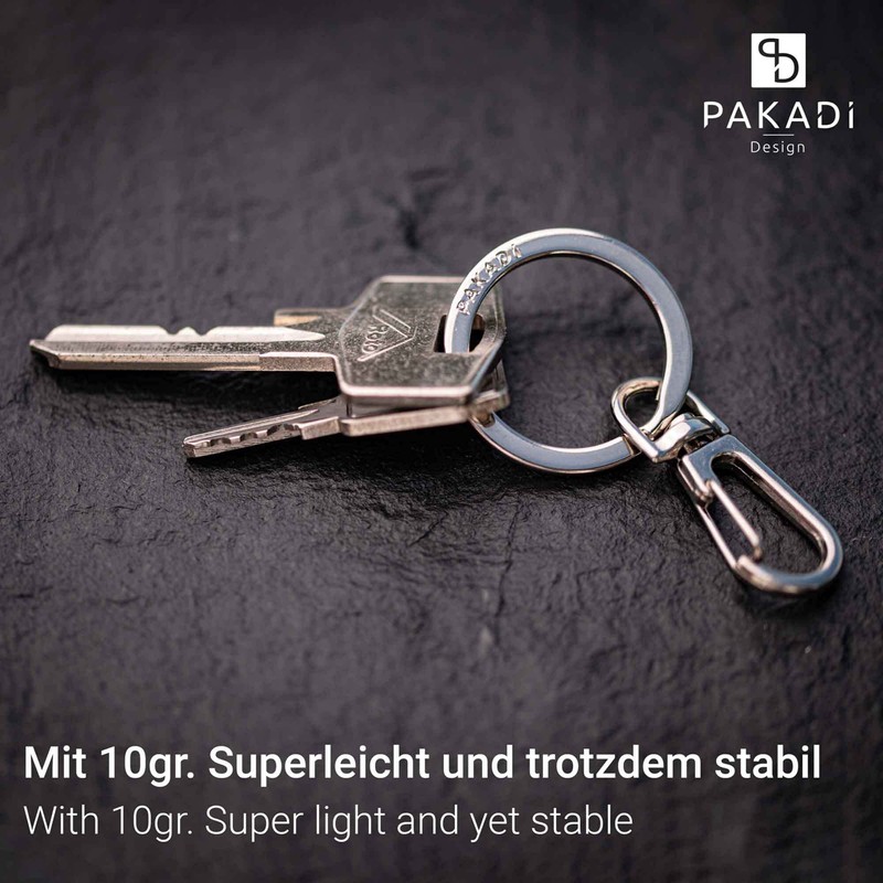 PAKADI Pack of 10 Carabiner Hooks with Key Ring in