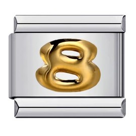 M&S 0 1 2 3 4 5 6 7 8 9 Number Age Birthday Gold Month Date Anniversary 9mm Italian Link Charm Compatible With Nomination Bracelet (Number 8)