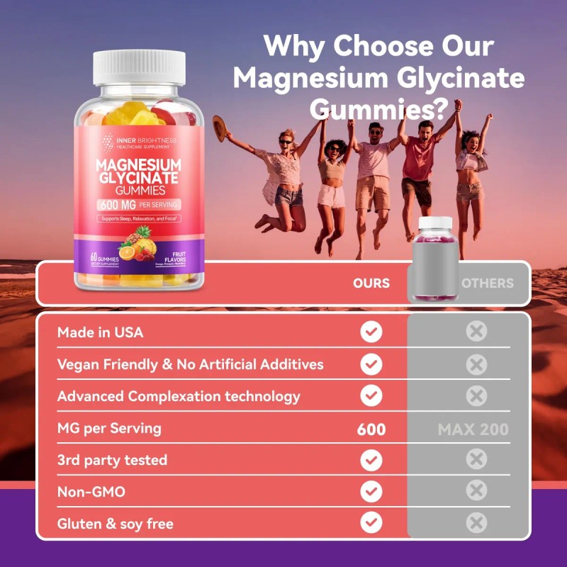 Inner Brightness Magnesio Glicinato 600mg 60 Gomitas Veganas