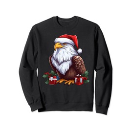 Bald Eagle Wearing Santa Hat Christmas Stuffed Animal Sweatshirt