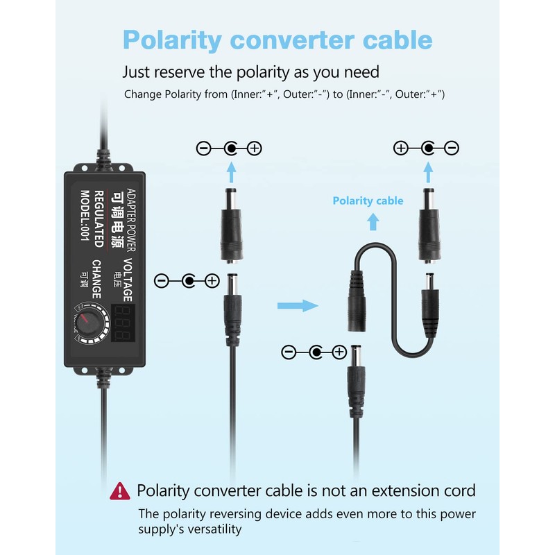 Aclorol Universal AC Adapter 3V-24V 3A 72W Adjustable Power Supply