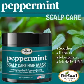 Difeel Peppermint Scalp Care Hair Mask 12oz and Premium Hair Oil 8oz 2-PC Set