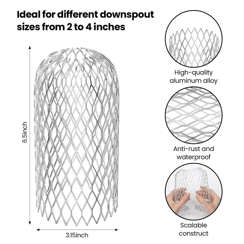 4 Pack Gutter Guards Mesh Aluminum Covers Down Pipe Protectors