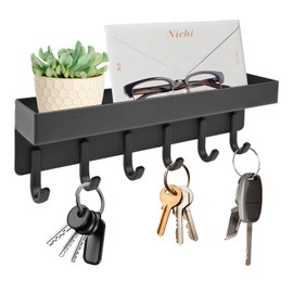 Key Holder, Wall-Mounted Key Holder with 6 Hooks and Top Storage Slot, Durable and Premium Material, Easy Installation, Perfect for Entryway, Kitchen, Office, or Bedroom Organization.