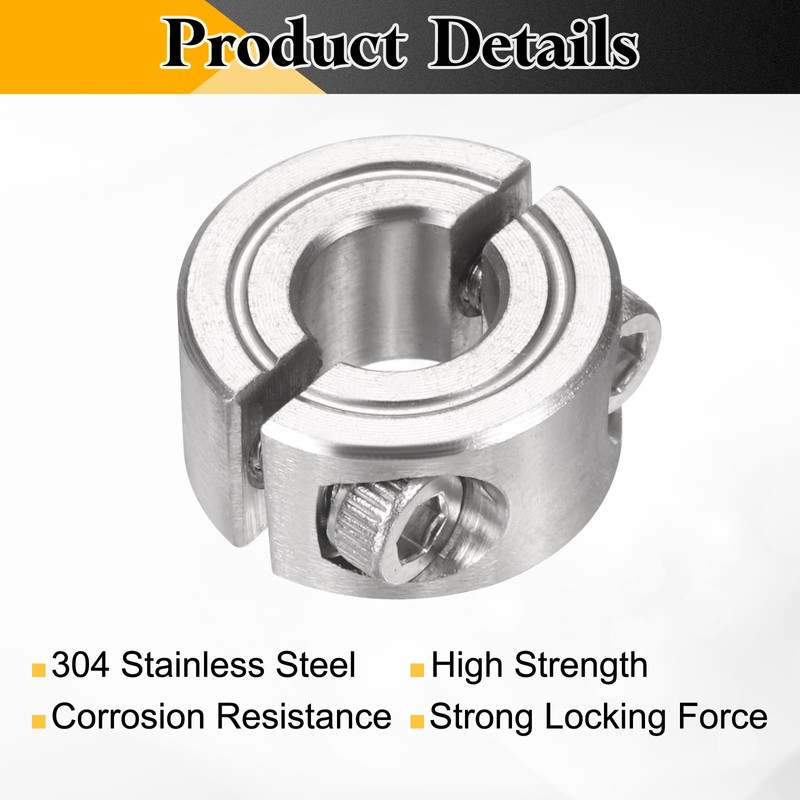 sourcing map 4 Pcs Double Split Shaft Collar 8mm Bore,