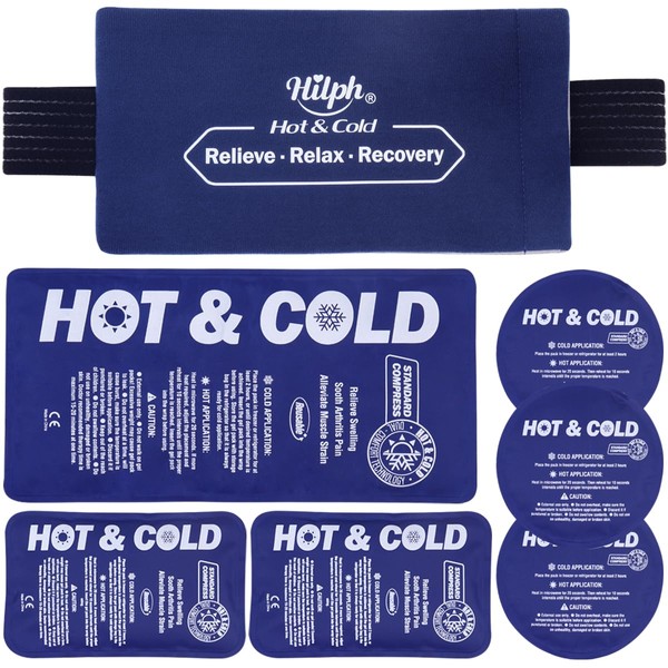 Hilph Reusable Ice Packs for Injuries, 6 Pack Hot and