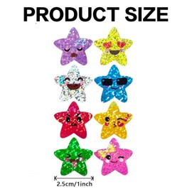500 Pcs Reward Stickers for Children,1 Inch Smiling Star Stickers Roll for Children Reward Chart, Teacher Stickers for Kid to Praise Good Behavior,Holographic Stickers for Teacher Supplies at School