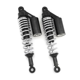 Black & Chrome Remote Reservoir Motorcycle Shocks - Eye To Eye - 340mm - 350mm