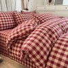 PinkMemory Red Gingham Duvet Cover Set Queen 100% Washed Cotton