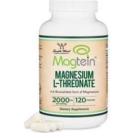 Magnesium L Threonate, Magtein, Sleep and Cognitive Support – High Absorption – Most Bioavailable Form of Magnesium – 2,000 mg – 120 Capsules