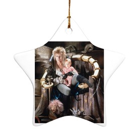 GRAPHICS & MORE Labyrinth Goblin King On Throne with Baby David Bowie Jareth Toby Star-Shaped Porcelain Holiday Christmas Tree Ornament - 3.1"