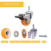 MyyYiTar 1" M6X15mm Swivel Stem Threaded Casters, TPR Mute Caster