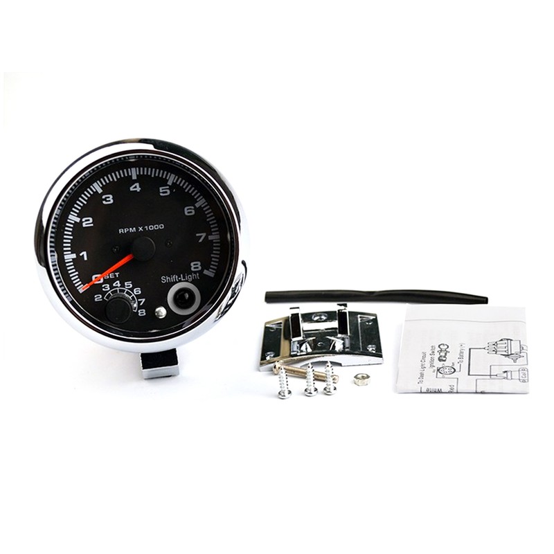 7 Led Colors Background Light 3.75'' Car Universal Black Tachometer