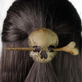 Baychon Skull Hair Clip, Gothic Exquisite Vintage Skull Hair Clip with Bone, Goth Hair Accessories for Women