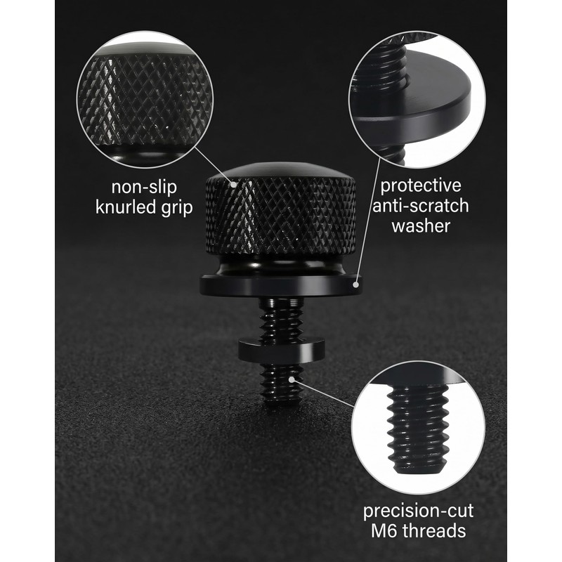 KQOZG Motorcycle Seat Bolts 6 mm Black (Pack of 2)