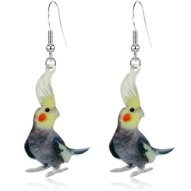 QLUYCKW Novelty Parrot Bird Dangle Drop Earrings for Women Acrylic Creative Cool Eagle Hummingbird Owl Dove Earrings Cute Animal Summer Jewelry Gifts for Environmental Caregivers (Parrot 003)