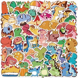 Cute Dinosaur Stickers for Teens Adults - 50PCS Waterproof Vinyl Decals, Funny Dinosaur Laptop & Water Bottle Stickers for Kindle, Guitar, Luggage