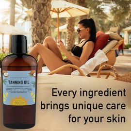AROMASOFNAT Carrot Tanning Oil – All Natural Tan Accelerator with Carrot, Coconut, Raspberry & Jojoba Oils – Golden Glow Bronzing for Beach, Vacation, & Everyday Use - 3.5 Fluid Ounces Bottle