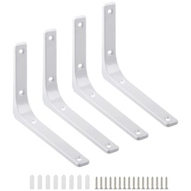 DOMI PRO Shelf Brackets, 4 Pack L Shape 5 x 6 inch White Heavy Duty Wall Mounted Brackets,Modern Decorative Support Brackets for Bookshelf Wall and Garden Shelf
