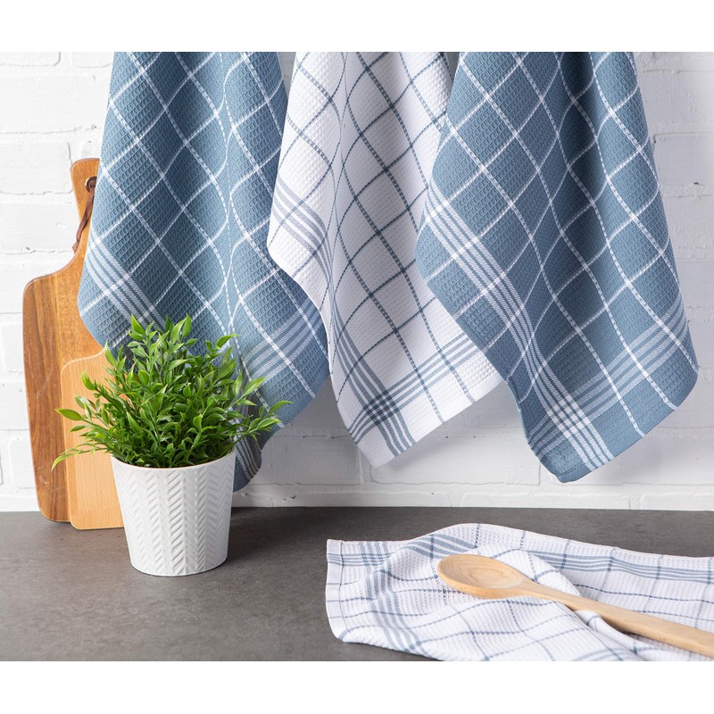 DII Waffle Weave Kitchen Collection, 100% Cotton, Kitchen Set, Blue