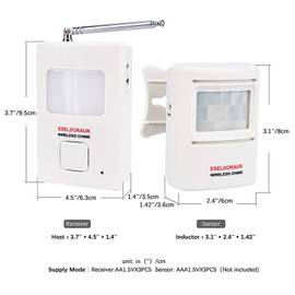 Dog Barking Alarm Motion Detector,Pir Wireless Human Body Walking Sensor Doorbell Door Security Alert System Device for Home or Office Burglar Deterrent (1Sensor + 1Receiver, White)