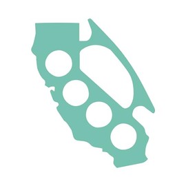 California Map Brass Knuckle Sticker Vinyl Decal Notebook Car Window Laptop 4.5" x 5.5" (Mint)